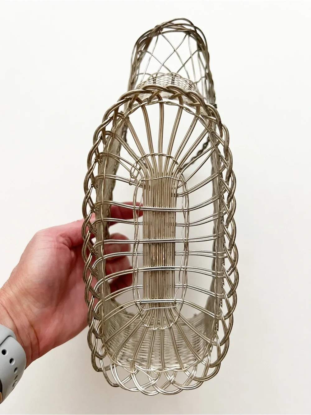 William Adams France Silver-Plated Wire Wine Basket Caddy Bottle Holder